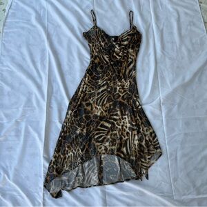 Camille La Vie Brown Tan Asymmetrical Sundress Spaghetti Strap